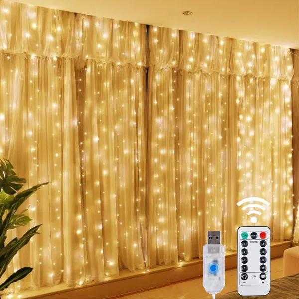 Christmas Lights LED Fairy String Curtain Lights 8 Mode Remote USB Festoon Christmas Decor For Home Holiday Ne