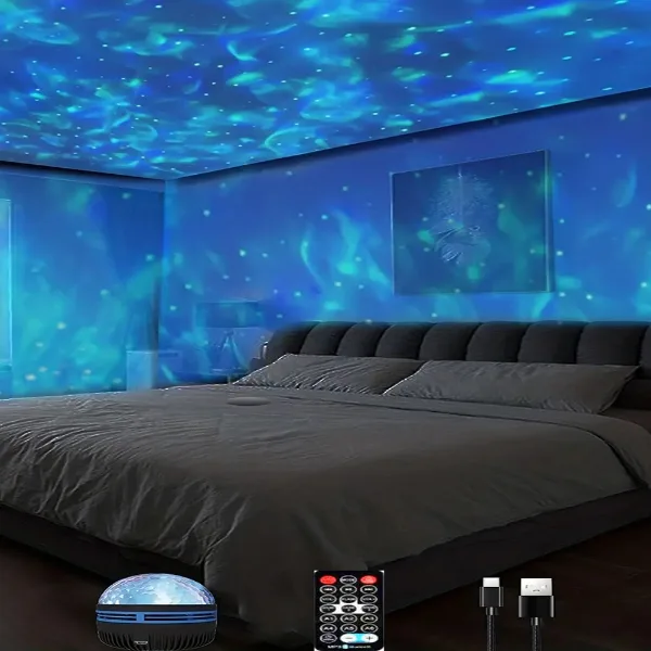 1pc Star Projector, Galaxy Projector, Water Ocean Wave Projector For Bedroom Night Light  Room Decor With 7-Co