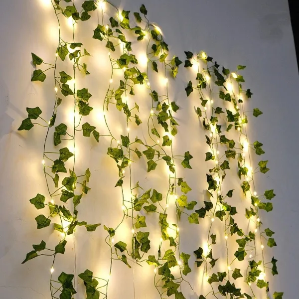 2M Green Leaf String Lights Artificial Ivy Vine Fairy Light Wedding Party Supplies Decoration Home Room Decor 