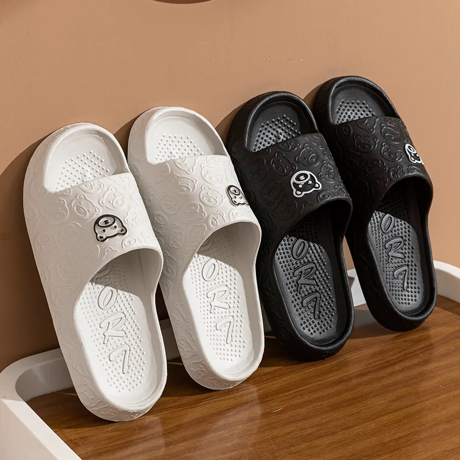 Summer Fashion Men's Slippers Printting Little Bear Sandals Indoor Bathroom Non-slip Soft Women Dormitory Casu