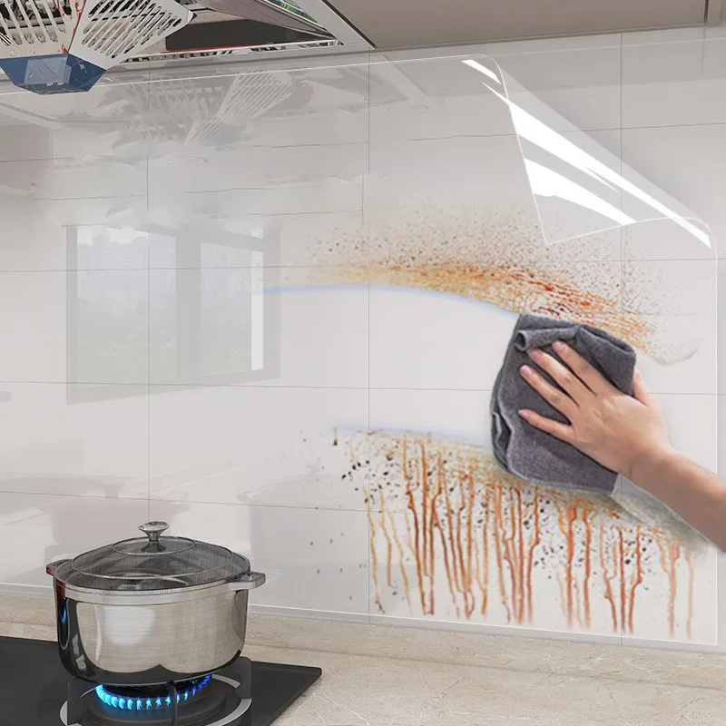Transparent Wallpaper Kitchen Electrostatic Adsorption Protective Film Oil Proof Wall Sticker Decorative Film
