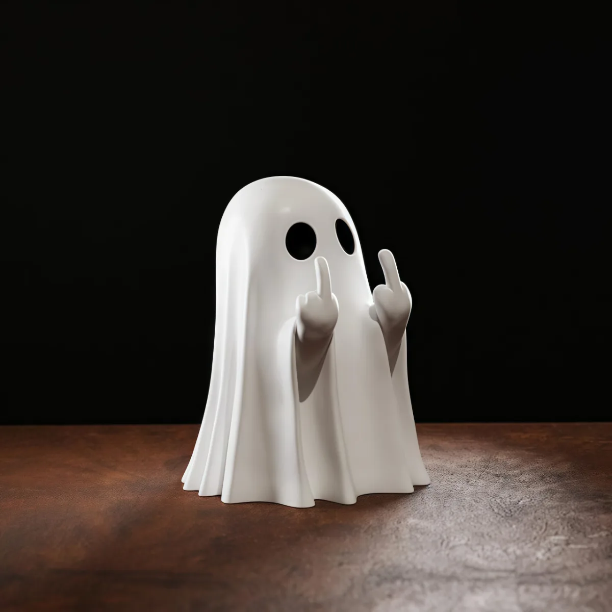 Cute Middle Finger Ghost Statue, Small Halloween Decor for Home, Centerpiece for Coffee Table, Adorable Horror