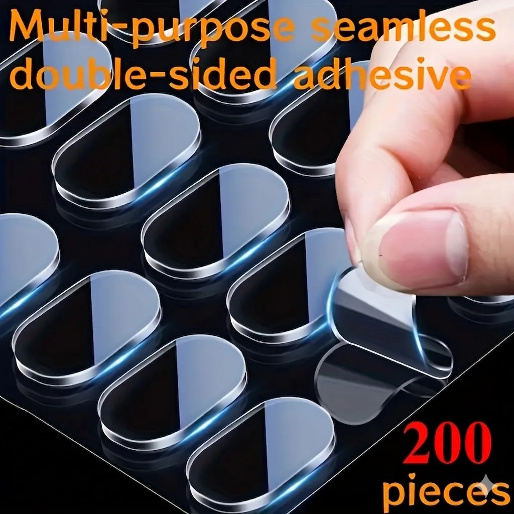 YITAPE 200PCS Transparent Double Sided Tape Waterproof Seamless Adhesive Pads for Poster Photo Frame Car Home