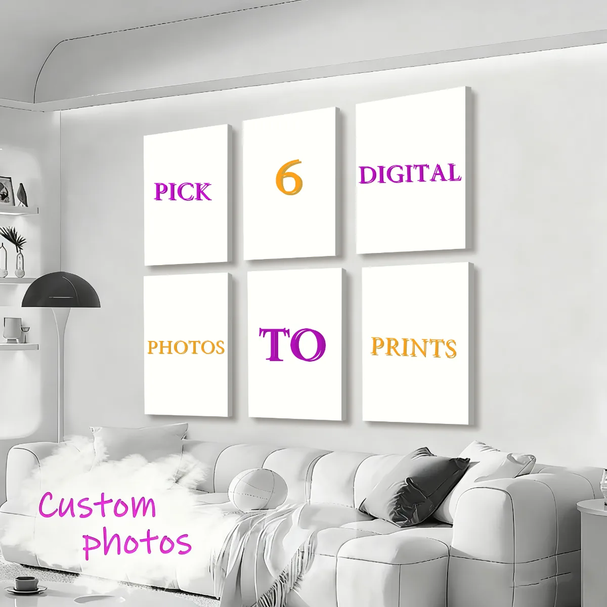 6pcs/set Custom Canvas Prints Photo Wall Art Personalized Poster for Family Life Pet Animal Birthdays Wedding
