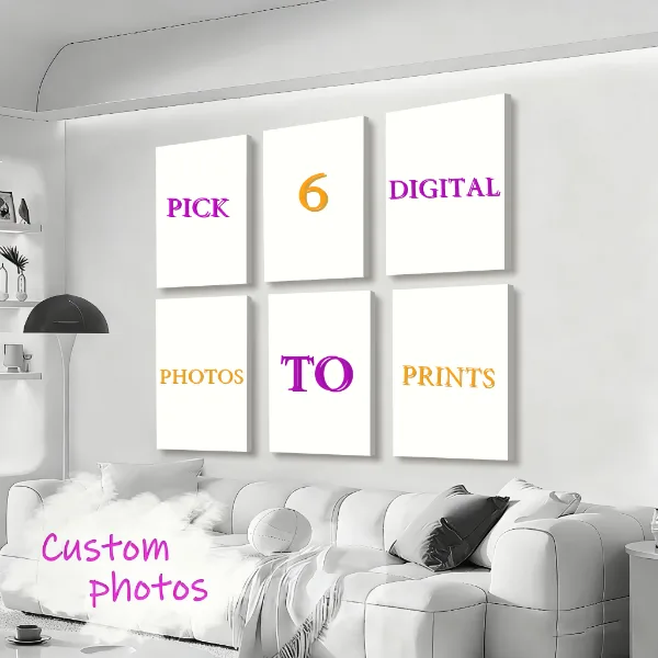 6pcs/set Custom Canvas Prints Photo Wall Art Personalized Poster for Family Life Pet Animal Birthdays Wedding 