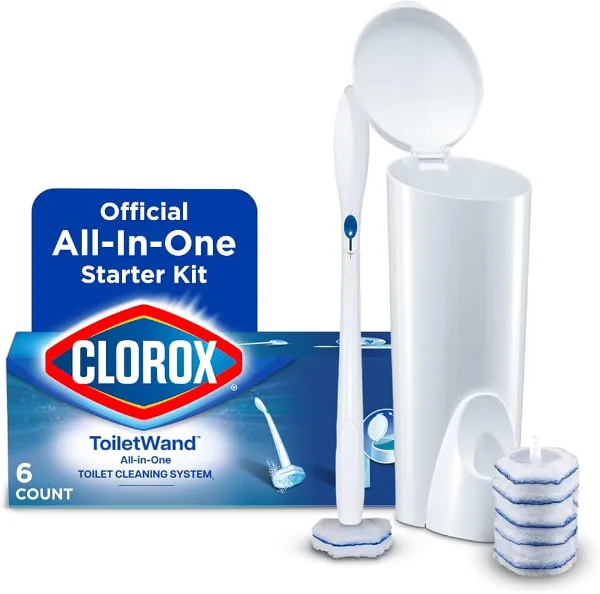 Clorox ToiletWand Disposable Toilet Cleaning System, Kills 99.9% of Germs and Viruses, Wand, Caddy and 6 Refil