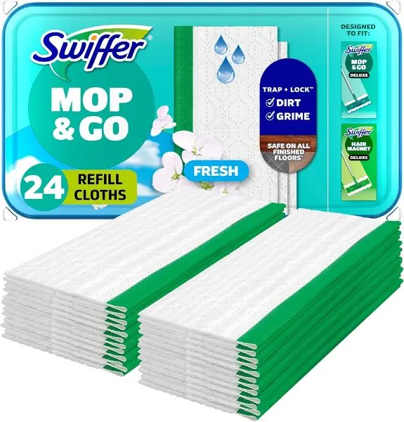 Swiffer Sweep + Mop, Wet Pads Refill, Floor Cleaner for Dirt, Dust, Hair, Cleaning Cloths for Mopping Home, Ba