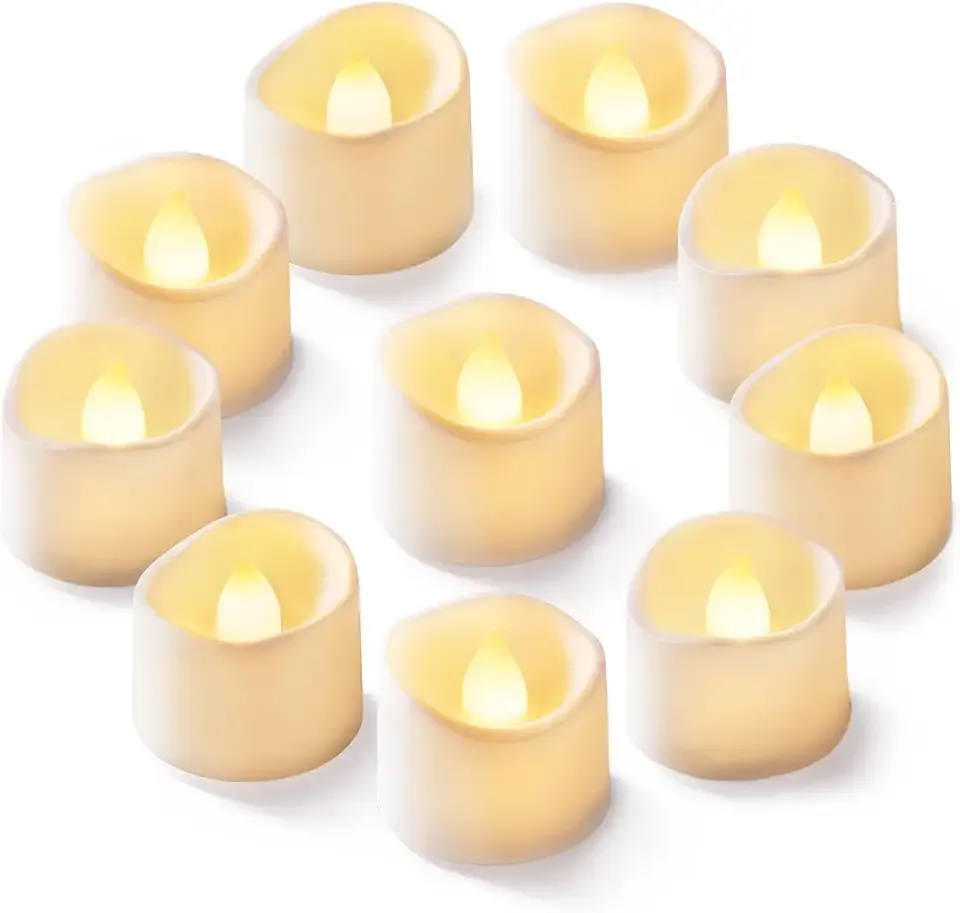 Homemory 12Pcs Flickering Flameless Candle Battery Operated, 200+Hours Fake Electric LED Tea Lights for Votive