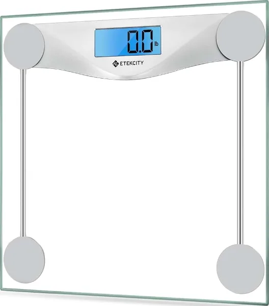 Etekcity Digital Body Weight Bathroom Scale, 6mm Tempered Glass, 400 lbs | Large Blue LCD Backlight Display, H