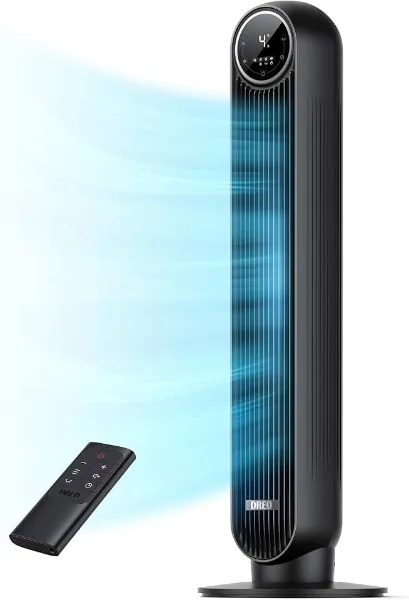 DREO Tower Fan for Bedroom, 28ft/s Velocity, 20dB Ultra Quiet, 8 Speeds | 2026 Upgraded DC Motor, 90° Oscillat