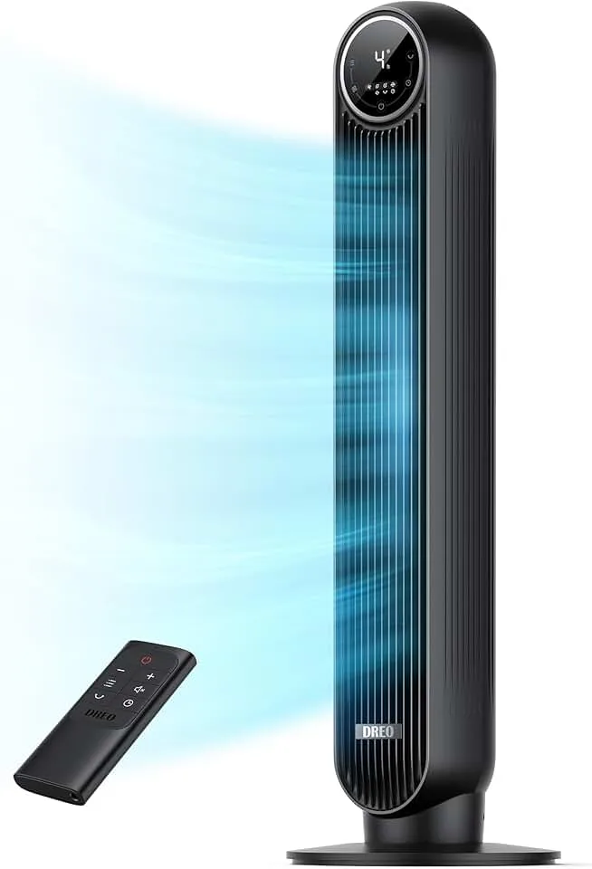 DREO Tower Fan for Bedroom, 28ft/s Velocity, 20dB Ultra Quiet, 8 Speeds | 2026 Upgraded DC Motor, 90° Oscillat