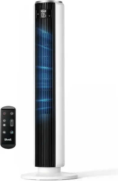 Levoit Tower Fan for Bedroom, 28ft/s Fans that Blow Cold Air, 28dB Quiet Reducing CO2
