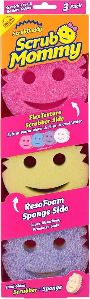 Scrub Mommy Kitchen Sponges - Dual-Sided Dish Sponges for Scrubbing - Non-Scratch Cleaning Sponges for Washing